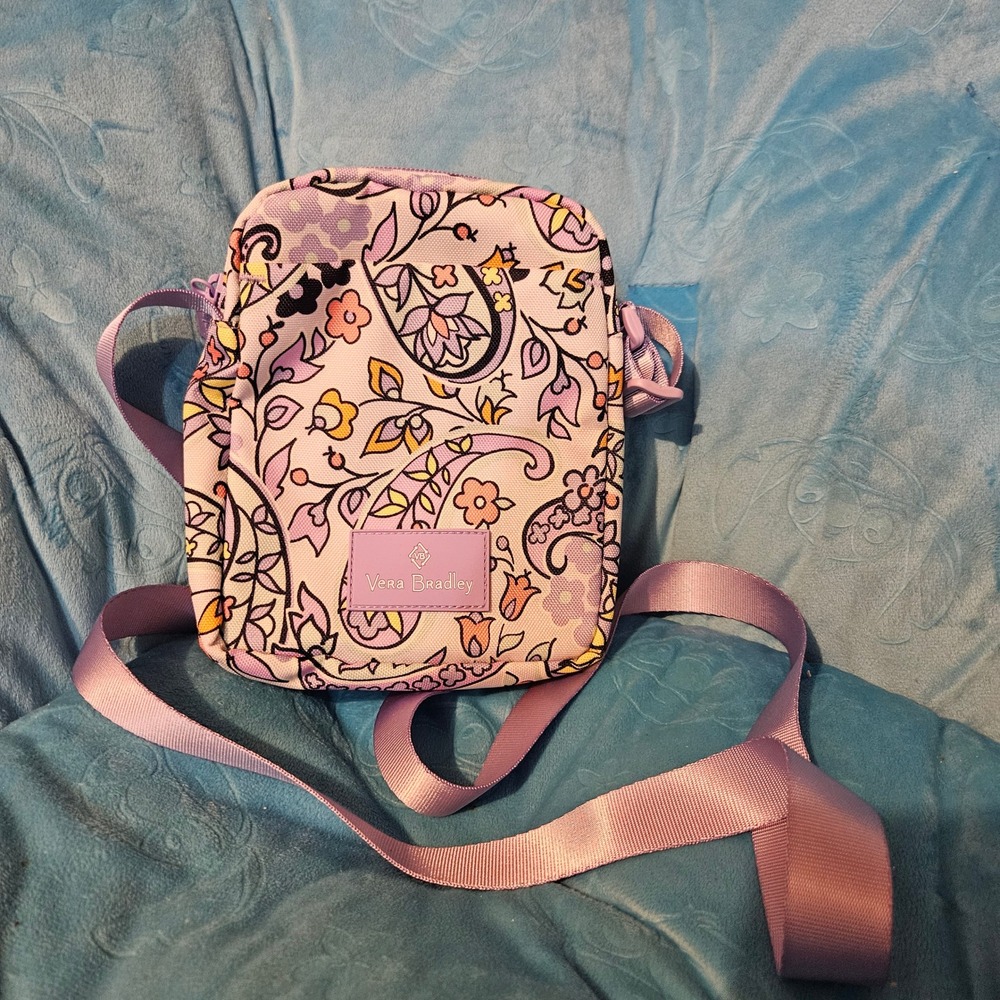 Vera Bradley Crossbody Bag Purse Shoulder Handbag Lavender Floral Paisley